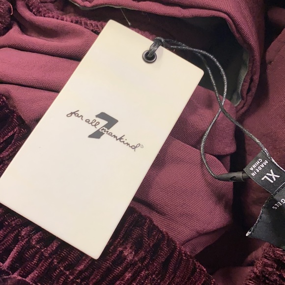 NWT 7 For All Mankind Velvet Jogger Track Pants Maroon - Picture 3 of 5